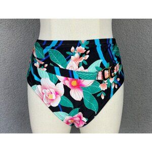 La Blanca Womens Nightfall Blooms High-Waist Bottom Thin Side Belt Multi 10 NWOT